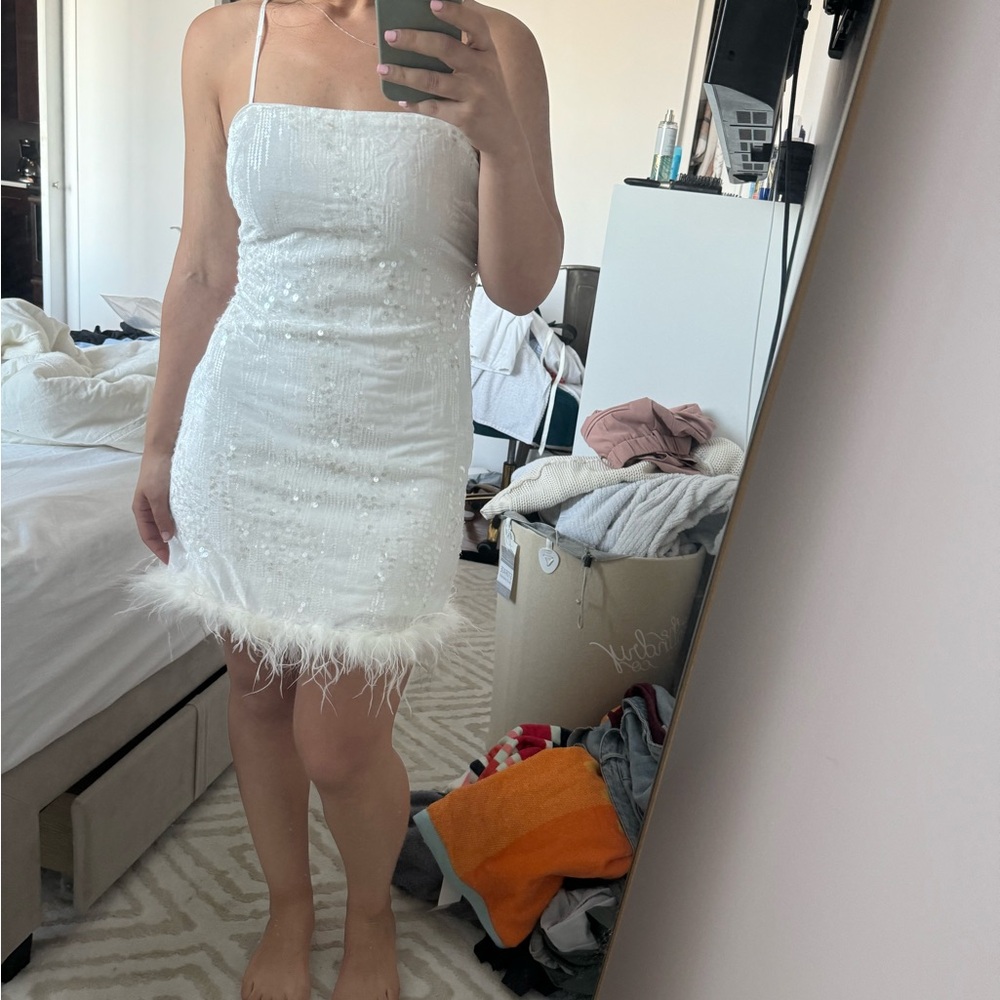 12th Tribe Sequin White Dress Small